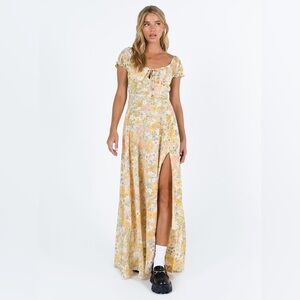 Princess Polly Masuda Maxi Dress Yellow Floral - Sz US 4